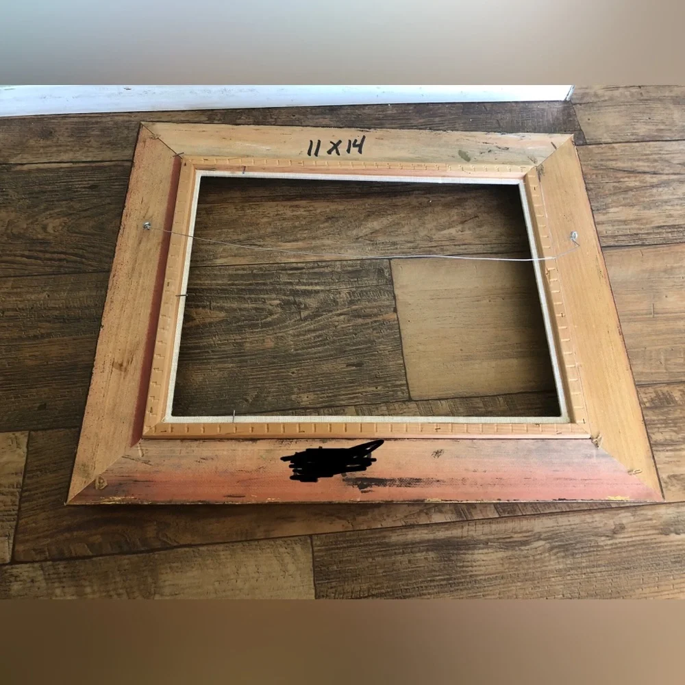 Vintage Gold Gilt And Silver Wood Frame Holds A 11x14” Picture, Linen Hollywood